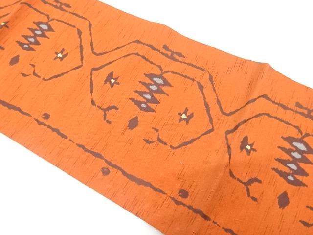 JAPANESE KIMONO / ANTIQUE NAGOYA OBI / SILK / WOVEN ABSTRACT